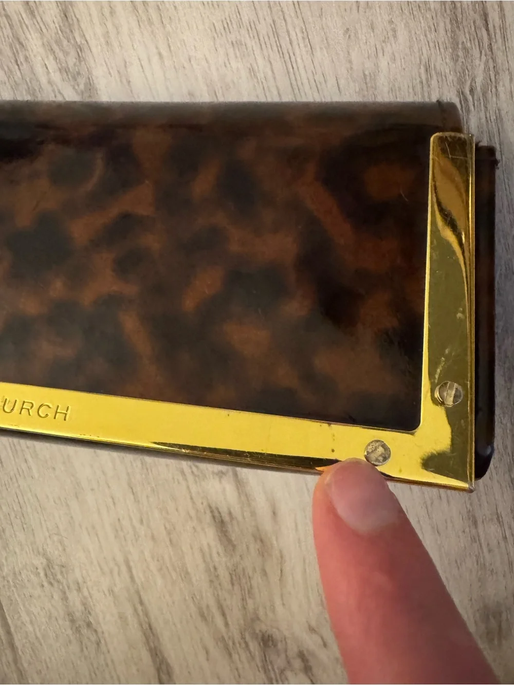 Tory Burch Brown Tortoiseshell Sunglasses Case with Gold Trim